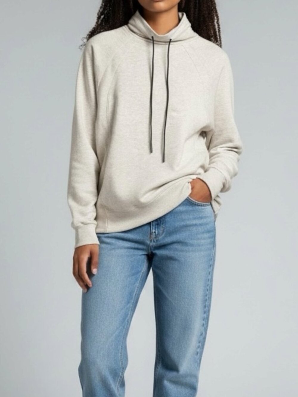 VARLEY Atlas Mock Neck Pullover Sweatshirt - Oatmeal - Size XS